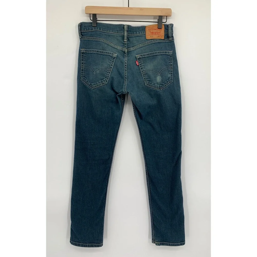 Vintage Levis 511 Jeans Mens 32x30 Blue Slim Fade Y2K Denim Pants (Tag 32x32)